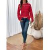 imageSHEWIN Womens Sweaters Crew Neck Knit Long Sleeve Striped Sweater Fall Outfits for Women 2025Racing Red