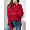 imageSHEWIN Womens Sweaters Crew Neck Knit Long Sleeve Striped Sweater Fall Outfits for Women 2025Racing Red
