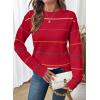 imageSHEWIN Womens Sweaters Crew Neck Knit Long Sleeve Striped Sweater Fall Outfits for Women 2025Racing Red