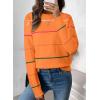 imageSHEWIN Womens Sweaters Crew Neck Knit Long Sleeve Striped Sweater Fall Outfits for Women 2025Russet Orange