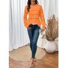 imageSHEWIN Womens Sweaters Crew Neck Knit Long Sleeve Striped Sweater Fall Outfits for Women 2025Russet Orange