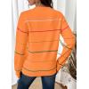 imageSHEWIN Womens Sweaters Crew Neck Knit Long Sleeve Striped Sweater Fall Outfits for Women 2025Russet Orange