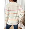 imageSHEWIN Womens Sweaters Crew Neck Knit Long Sleeve Striped Sweater Fall Outfits for Women 2025White
