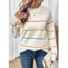 imageSHEWIN Womens Sweaters Crew Neck Knit Long Sleeve Striped Sweater Fall Outfits for Women 2025White