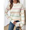 imageSHEWIN Womens Sweaters Crew Neck Knit Long Sleeve Striped Sweater Fall Outfits for Women 2025White