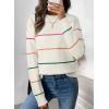 imageSHEWIN Womens Sweaters Crew Neck Knit Long Sleeve Striped Sweater Fall Outfits for Women 2025White