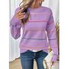 imageSHEWIN Womens Sweaters Crew Neck Knit Long Sleeve Striped Sweater Fall Outfits for Women 2025Wisteria