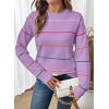 imageSHEWIN Womens Sweaters Crew Neck Knit Long Sleeve Striped Sweater Fall Outfits for Women 2025Wisteria
