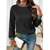 imageSHEWIN Womens Sweaters Crew Neck Long Sleeve Tops Knit Color Clock Fall Outfits for Women 2025Black