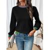 imageSHEWIN Womens Sweaters Crew Neck Long Sleeve Tops Knit Color Clock Fall Outfits for Women 2025Black