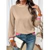 imageSHEWIN Womens Sweaters Crew Neck Long Sleeve Tops Knit Color Clock Fall Outfits for Women 2025Parchment