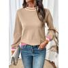 imageSHEWIN Womens Sweaters Crew Neck Long Sleeve Tops Knit Color Clock Fall Outfits for Women 2025Parchment