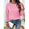 imageSHEWIN Womens Sweaters Crew Neck Long Sleeve Tops Knit Color Clock Fall Outfits for Women 2025Pink
