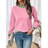 imageSHEWIN Womens Sweaters Crew Neck Long Sleeve Tops Knit Color Clock Fall Outfits for Women 2025Pink