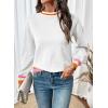 imageSHEWIN Womens Sweaters Crew Neck Long Sleeve Tops Knit Color Clock Fall Outfits for Women 2025White