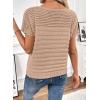 imageSHEWIN Womens Sweaters Crew Neck Short Sleeve Shirts Summer Tops Knit Hollow Out T Shirts Sweater BlousesApricot