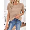 imageSHEWIN Womens Sweaters Crew Neck Short Sleeve Shirts Summer Tops Knit Hollow Out T Shirts Sweater BlousesApricot
