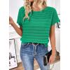 imageSHEWIN Womens Sweaters Crew Neck Short Sleeve Shirts Summer Tops Knit Hollow Out T Shirts Sweater BlousesBright Green