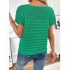 imageSHEWIN Womens Sweaters Crew Neck Short Sleeve Shirts Summer Tops Knit Hollow Out T Shirts Sweater BlousesBright Green