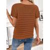 imageSHEWIN Womens Sweaters Crew Neck Short Sleeve Shirts Summer Tops Knit Hollow Out T Shirts Sweater BlousesCinnamon