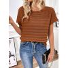 imageSHEWIN Womens Sweaters Crew Neck Short Sleeve Shirts Summer Tops Knit Hollow Out T Shirts Sweater BlousesCinnamon