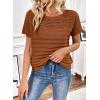 imageSHEWIN Womens Sweaters Crew Neck Short Sleeve Shirts Summer Tops Knit Hollow Out T Shirts Sweater BlousesCinnamon