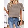 imageSHEWIN Womens Sweaters Crew Neck Short Sleeve Shirts Summer Tops Knit Hollow Out T Shirts Sweater BlousesDark Khaki