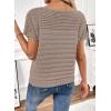 imageSHEWIN Womens Sweaters Crew Neck Short Sleeve Shirts Summer Tops Knit Hollow Out T Shirts Sweater BlousesDark Khaki