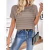 imageSHEWIN Womens Sweaters Crew Neck Short Sleeve Shirts Summer Tops Knit Hollow Out T Shirts Sweater BlousesDark Khaki