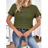 imageSHEWIN Womens Sweaters Crew Neck Short Sleeve Shirts Summer Tops Knit Hollow Out T Shirts Sweater BlousesGreen