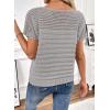 imageSHEWIN Womens Sweaters Crew Neck Short Sleeve Shirts Summer Tops Knit Hollow Out T Shirts Sweater BlousesGrey