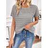 imageSHEWIN Womens Sweaters Crew Neck Short Sleeve Shirts Summer Tops Knit Hollow Out T Shirts Sweater BlousesGrey