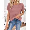 imageSHEWIN Womens Sweaters Crew Neck Short Sleeve Shirts Summer Tops Knit Hollow Out T Shirts Sweater BlousesPink