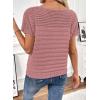 imageSHEWIN Womens Sweaters Crew Neck Short Sleeve Shirts Summer Tops Knit Hollow Out T Shirts Sweater BlousesPink