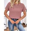 imageSHEWIN Womens Sweaters Crew Neck Short Sleeve Shirts Summer Tops Knit Hollow Out T Shirts Sweater BlousesPink