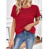 imageSHEWIN Womens Sweaters Crew Neck Short Sleeve Shirts Summer Tops Knit Hollow Out T Shirts Sweater BlousesRacing Red