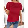 imageSHEWIN Womens Sweaters Crew Neck Short Sleeve Shirts Summer Tops Knit Hollow Out T Shirts Sweater BlousesRacing Red