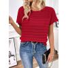 imageSHEWIN Womens Sweaters Crew Neck Short Sleeve Shirts Summer Tops Knit Hollow Out T Shirts Sweater BlousesRacing Red