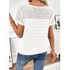 imageSHEWIN Womens Sweaters Crew Neck Short Sleeve Shirts Summer Tops Knit Hollow Out T Shirts Sweater BlousesWhite