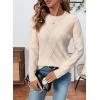 imageSHEWIN Womens Sweaters Crewneck Cable Knit Sweater Long Sleeve Fall Tops for Women 2025Beige