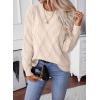 imageSHEWIN Womens Sweaters Crewneck Cable Knit Sweater Long Sleeve Fall Tops for Women 2025Beige