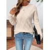 imageSHEWIN Womens Sweaters Crewneck Cable Knit Sweater Long Sleeve Fall Tops for Women 2025Beige