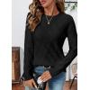 imageSHEWIN Womens Sweaters Crewneck Cable Knit Sweater Long Sleeve Fall Tops for Women 2025Black
