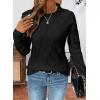 imageSHEWIN Womens Sweaters Crewneck Cable Knit Sweater Long Sleeve Fall Tops for Women 2025Black