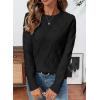 imageSHEWIN Womens Sweaters Crewneck Cable Knit Sweater Long Sleeve Fall Tops for Women 2025Black