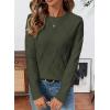 imageSHEWIN Womens Sweaters Crewneck Cable Knit Sweater Long Sleeve Fall Tops for Women 2025Blackish Green