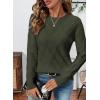 imageSHEWIN Womens Sweaters Crewneck Cable Knit Sweater Long Sleeve Fall Tops for Women 2025Blackish Green