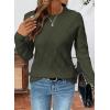 imageSHEWIN Womens Sweaters Crewneck Cable Knit Sweater Long Sleeve Fall Tops for Women 2025Blackish Green