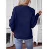 imageSHEWIN Womens Sweaters Crewneck Cable Knit Sweater Long Sleeve Fall Tops for Women 2025Blue
