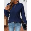 imageSHEWIN Womens Sweaters Crewneck Cable Knit Sweater Long Sleeve Fall Tops for Women 2025Blue